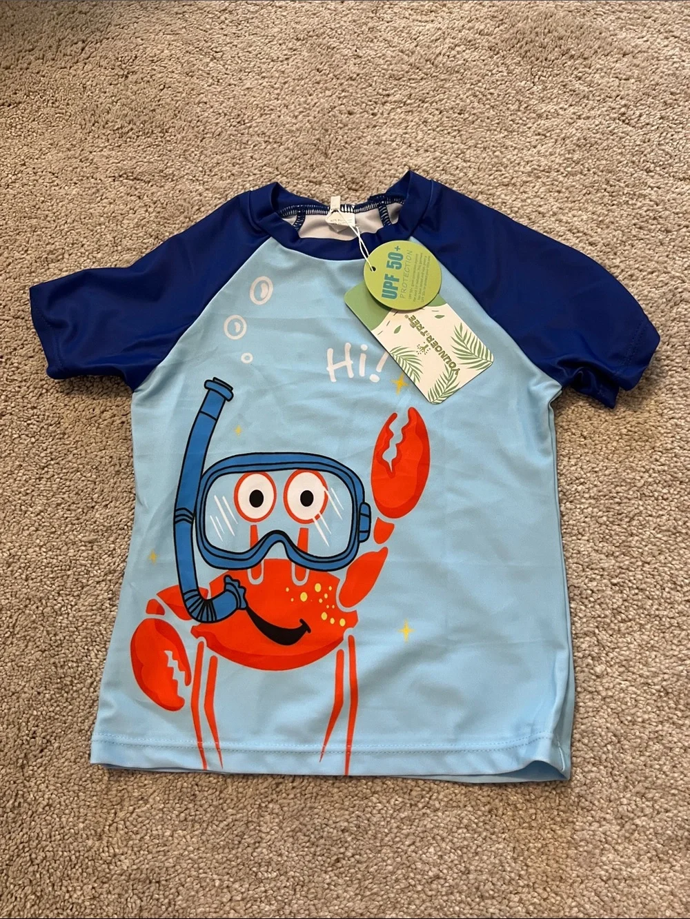 Boys Crab Rash Guard Swim Set - Light Blue & Navy